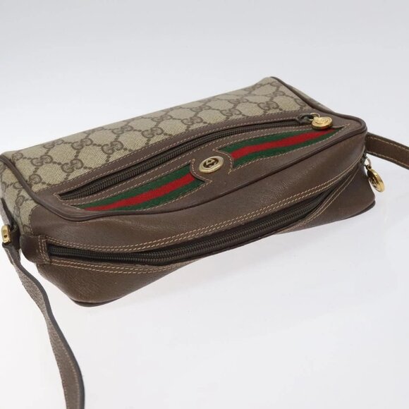 GUCCI GG Supreme Web Sherry Line Shoulder Bag PVC Beige 56 02 087 Auth 121924 - Picture 7 of 16